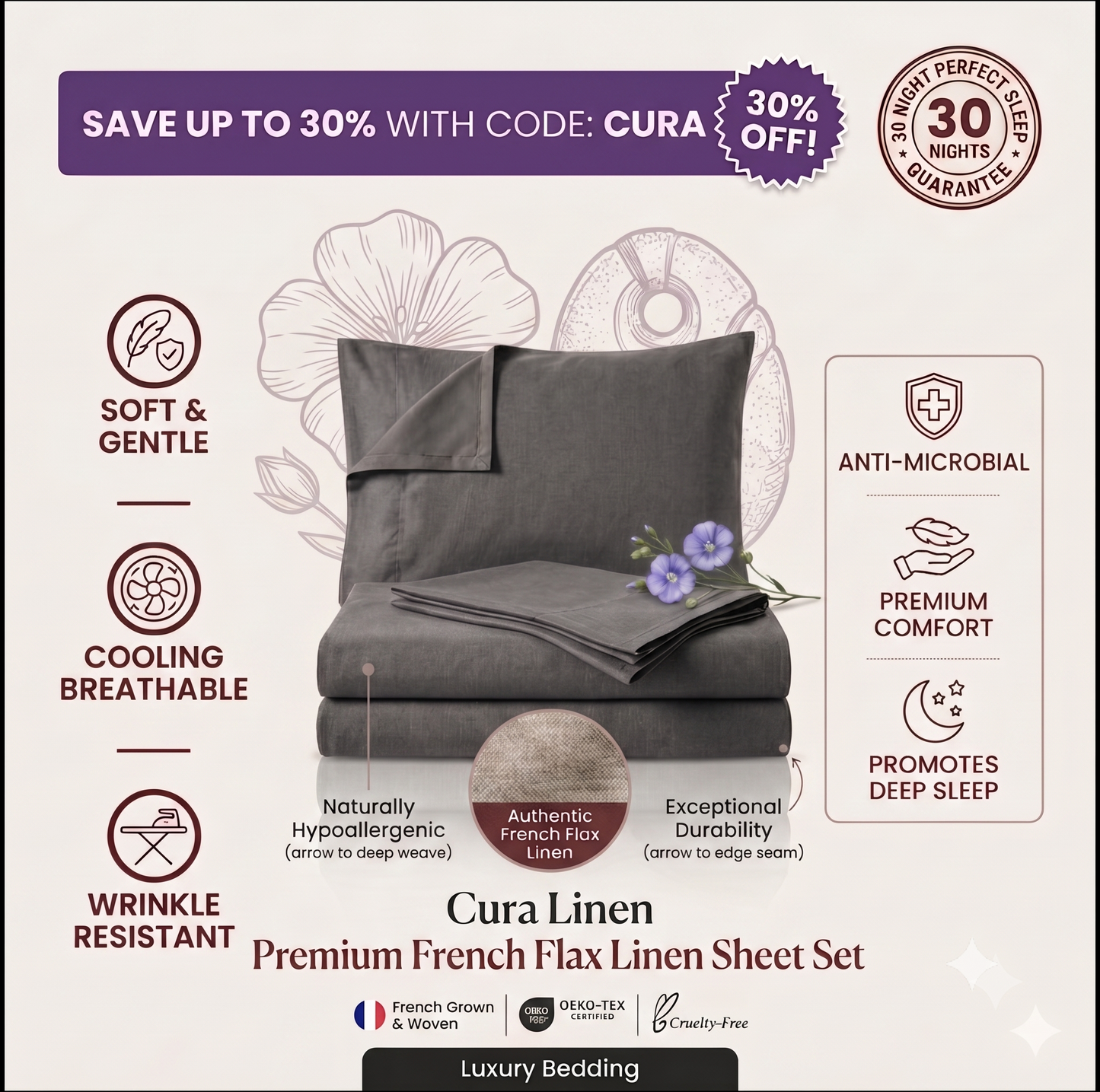 CuraWeave™ — The Sheets You'll Actually Want Against Your Skin